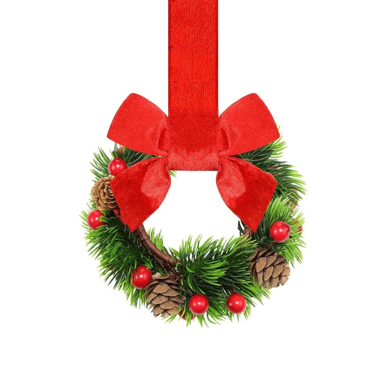 š„Last Day: 50% OFF Christmas Mini Window Wreaths with Ribbon Bows & Red Berries
