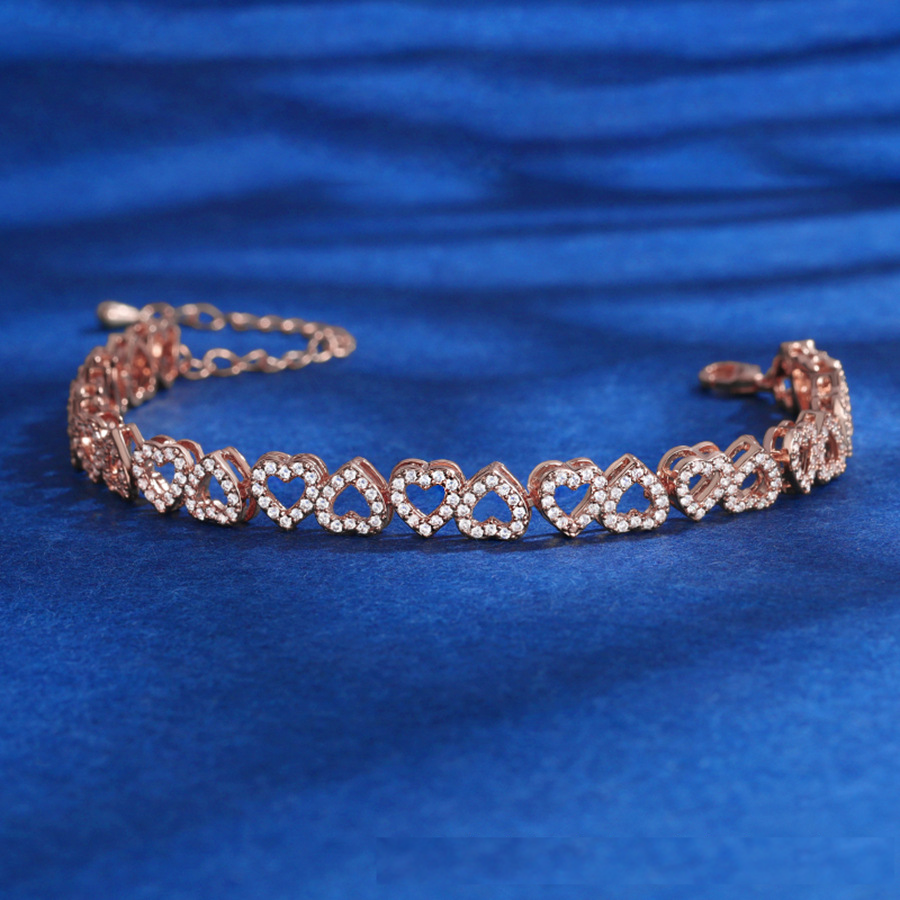 💝 Valentine’s Gift:Elegant Shining Cubic Zirconia Heart Bracelet