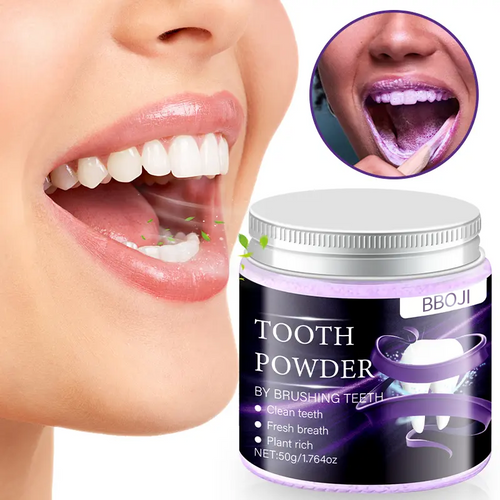 BBOJI Purple Teeth Whitening Powder Color Correcting with Hydroxyapatite Stain Removal & Toothpaste Booster for Enhanced Oral Hygiene