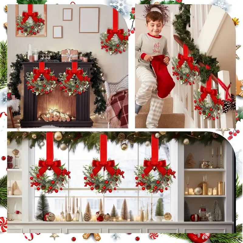 🔥Last Day: 50% OFF Christmas Mini Window Wreaths with Ribbon Bows & Red Berries