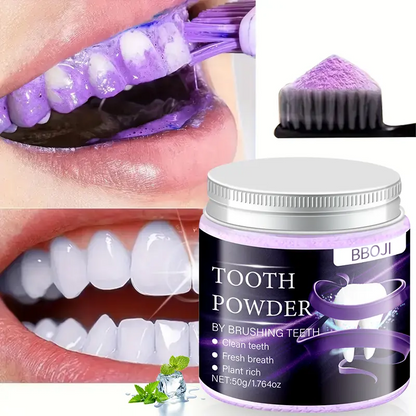 BBOJI Purple Teeth Whitening Powder Color Correcting with Hydroxyapatite Stain Removal & Toothpaste Booster for Enhanced Oral Hygiene