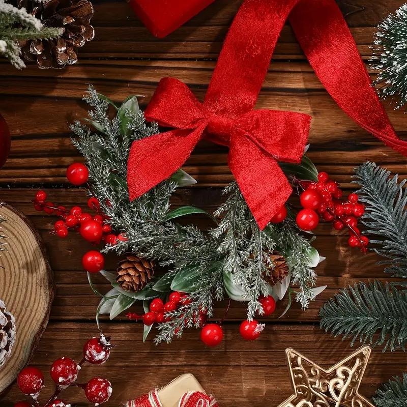 🔥Last Day: 50% OFF Christmas Mini Window Wreaths with Ribbon Bows & Red Berries