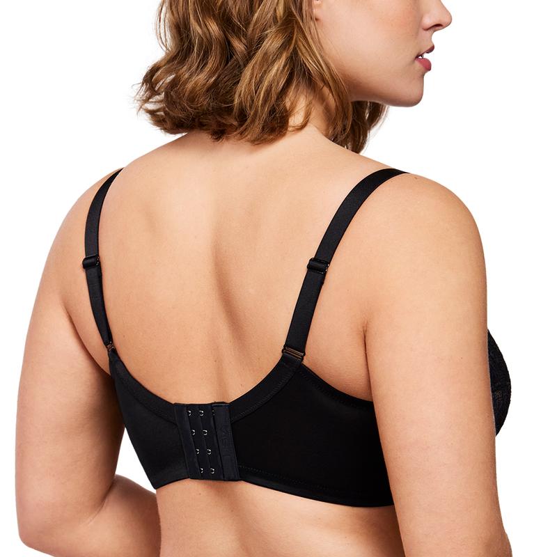 HZA Unlined Floral Lace Minimizer Bra - Supportive Underwire, No Padding, and Effortless Lift