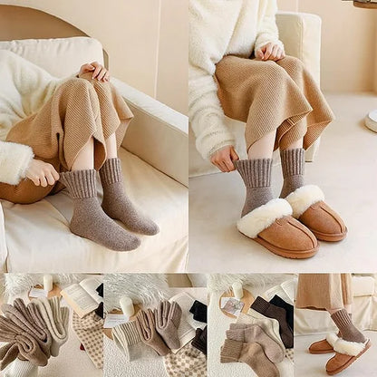 Women's Winter Boots Socks Thick Warm Cozy Crew Socks Solid Color Gifts-size (recommended for 34-39)-ZHP