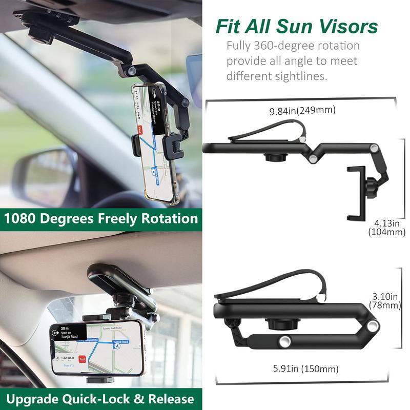 1080° Rotating Car Phone Holder – Multi-Angle Sun Visor Mount for Any Scene
