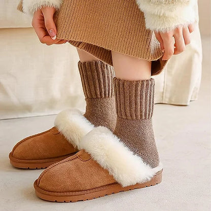 Women's Winter Boots Socks Thick Warm Cozy Crew Socks Solid Color Gifts-size (recommended for 34-39)-ZHP