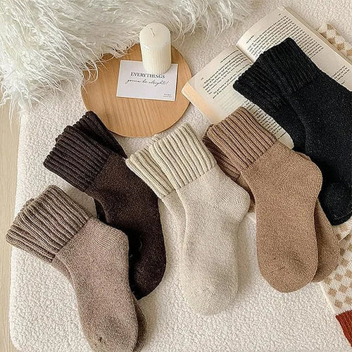 Women's Winter Boots Socks Thick Warm Cozy Crew Socks Solid Color Gifts-size (recommended for 34-39)-ZHP