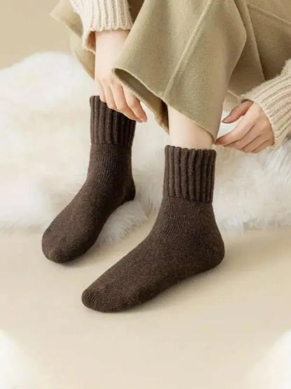 Women's Winter Boots Socks Thick Warm Cozy Crew Socks Solid Color Gifts-size (recommended for 34-39)-ZHP
