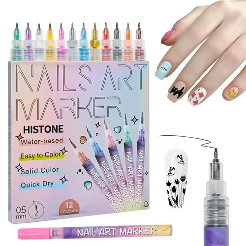 💅12-Shade Nail Design Pens for Smooth, Precise, Salon-Quality Results