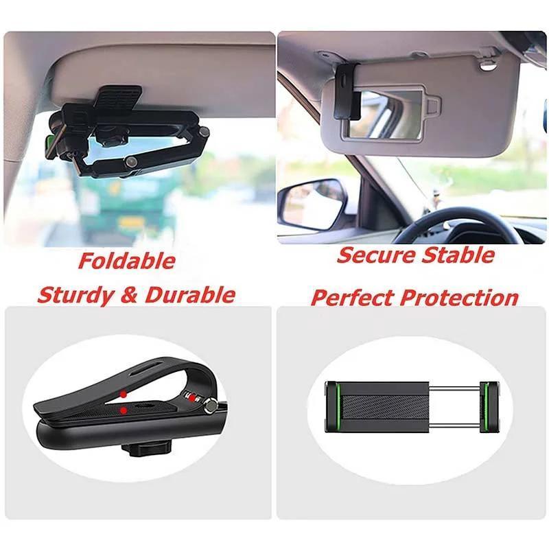 1080° Rotating Car Phone Holder – Multi-Angle Sun Visor Mount for Any Scene