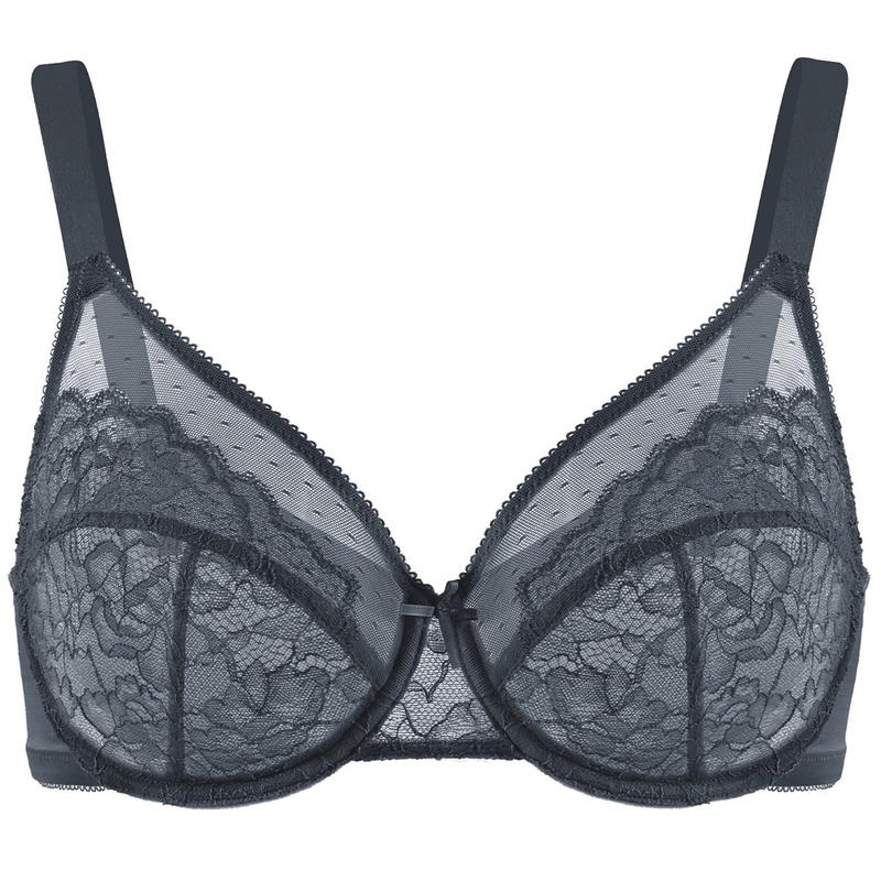 HZA Unlined Floral Lace Minimizer Bra - Supportive Underwire, No Padding, and Effortless Lift