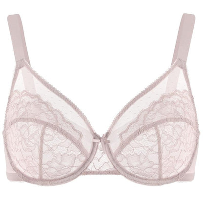 HZA Unlined Floral Lace Minimizer Bra - Supportive Underwire, No Padding, and Effortless Lift