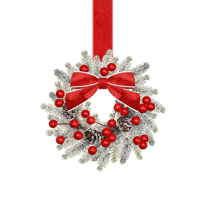 🔥Last Day: 50% OFF Christmas Mini Window Wreaths with Ribbon Bows & Red Berries