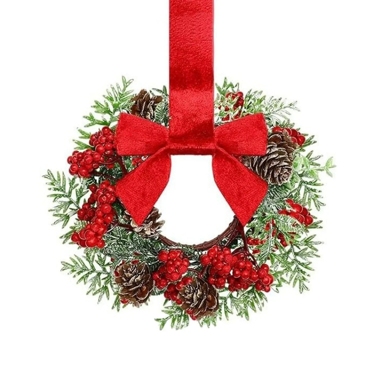 🔥Last Day: 50% OFF Christmas Mini Window Wreaths with Ribbon Bows & Red Berries
