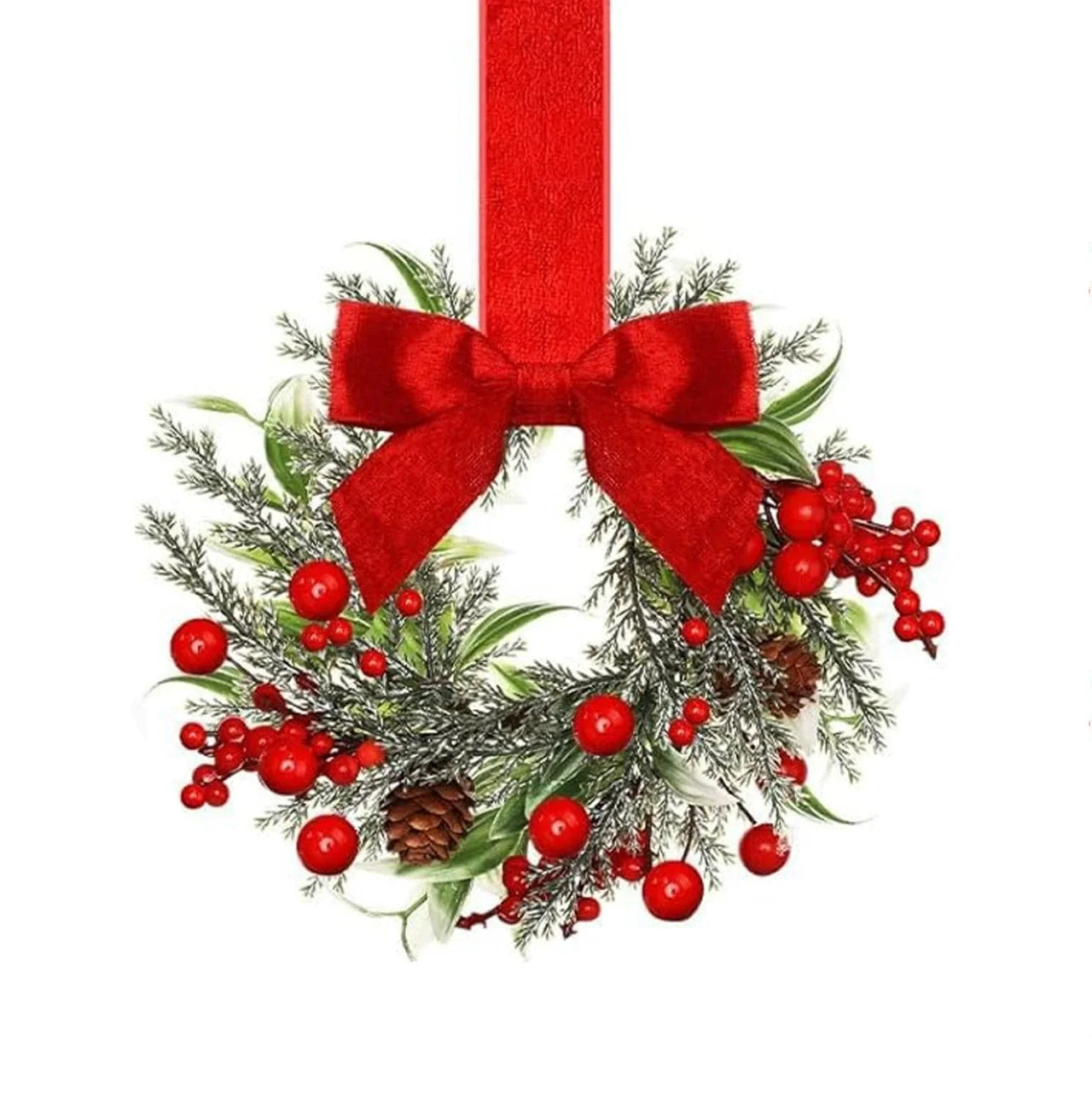 🔥Last Day: 50% OFF Christmas Mini Window Wreaths with Ribbon Bows & Red Berries