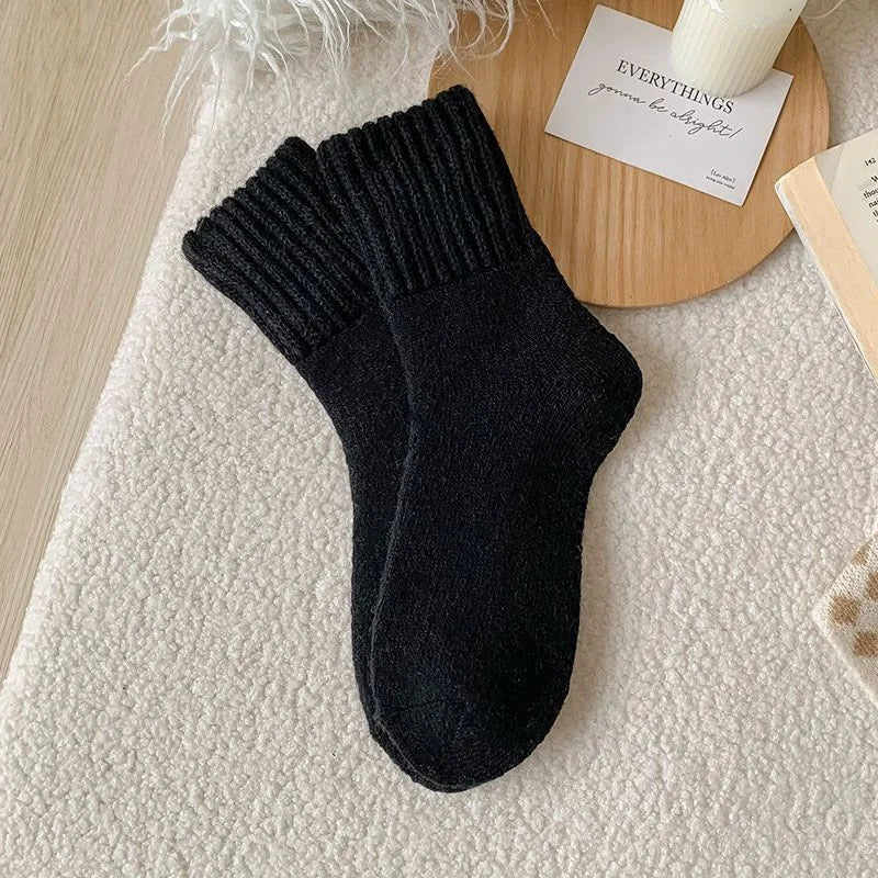Women's Winter Boots Socks Thick Warm Cozy Crew Socks Solid Color Gifts-size (recommended for 34-39)-ZHP