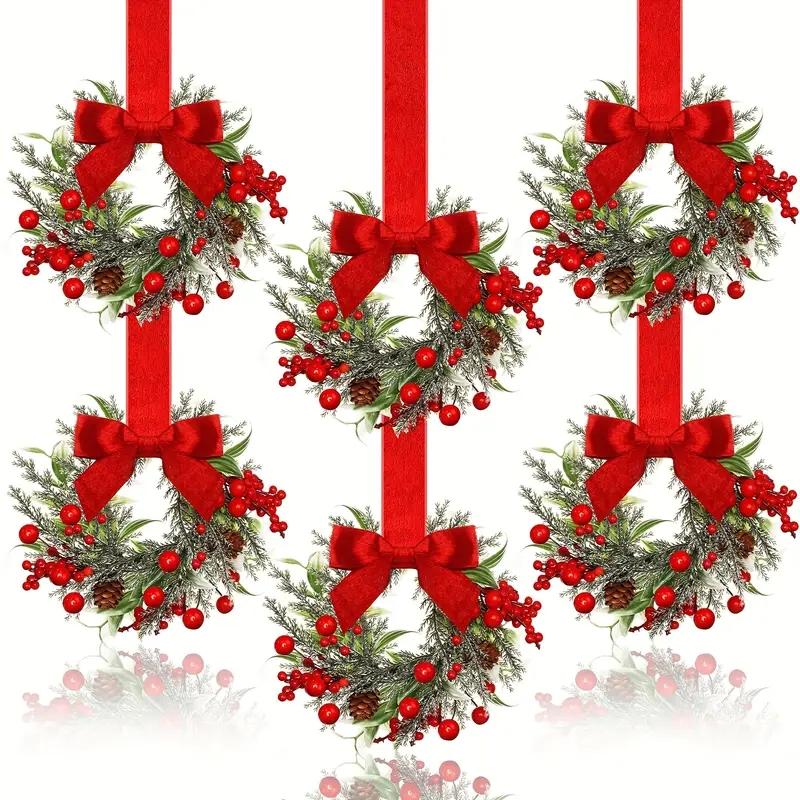 🔥Last Day: 50% OFF Christmas Mini Window Wreaths with Ribbon Bows & Red Berries