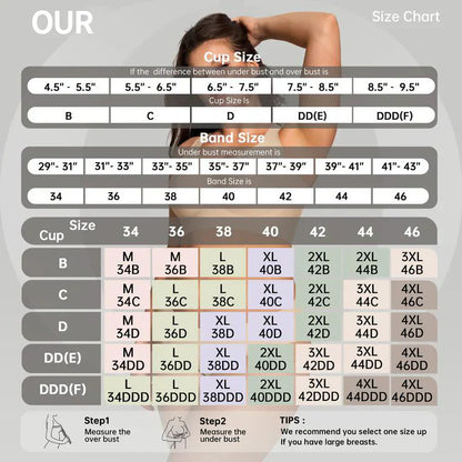 HZA Unlined Floral Lace Minimizer Bra - Supportive Underwire, No Padding, and Effortless Lift