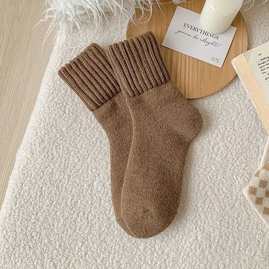 Women's Winter Boots Socks Thick Warm Cozy Crew Socks Solid Color Gifts-size (recommended for 34-39)-ZHP