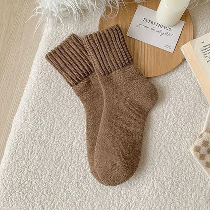 Women's Winter Boots Socks Thick Warm Cozy Crew Socks Solid Color Gifts-size (recommended for 34-39)-ZHP